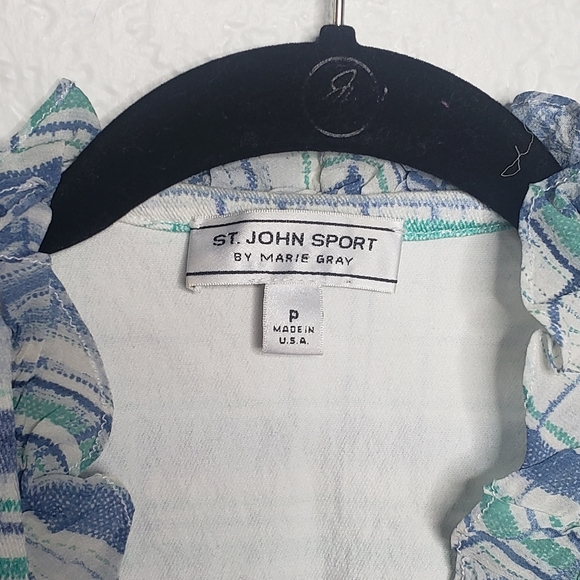 ❌SOLD❌ St. John Sport Blue Green Striped Open Blazer - Picture 2 of 6